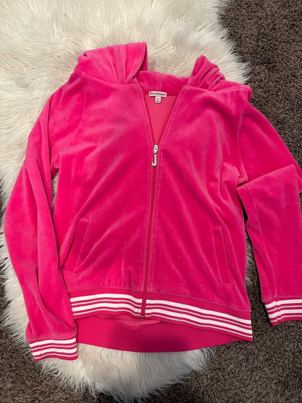 Juicy Couture Bright Pink Velour Zip Hoodie